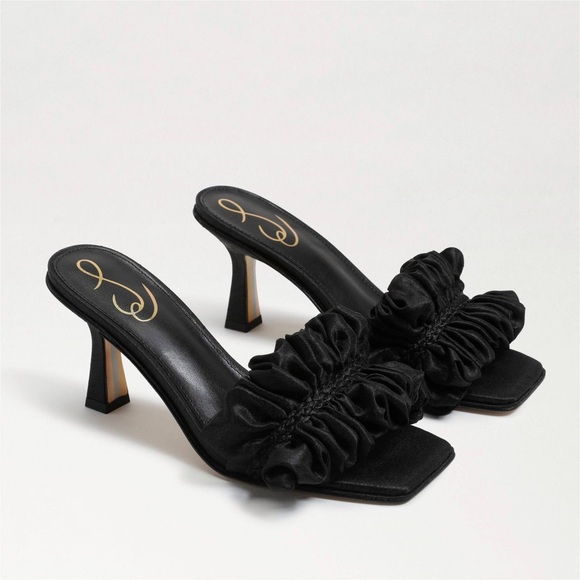 Sam Edelman Shoes - NWT Sam Edelman Kady Square Toe Ruffle Kitten Mules Sandals in Black 6.5